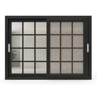 Black Laminated UPVC 112 Series 3-Track French Sliding Window by Simmply Perfect, Hyderabad