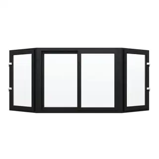 Black Laminated UPVC Bay Window Front Sliding, Sides Outswing Openable by Simmply Perfect, Hyderabad