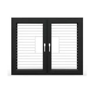 Black Laminated UPVC Double Casement Window with Grill by Simmply Perfect, Hyderabad