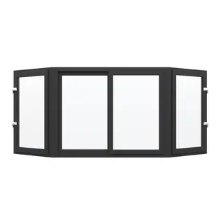 Black UPVC Bay Window Front Sliding, Sides Outswing Openable by Simmply Perfect, Hyderabad