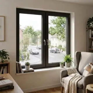 Brown UPVC Double Casement Soundproof Window by Simmply Perfect, Hyderabad