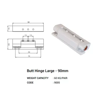 Butt Hinge Large 90mm for UPVC Windows & Doors by Simmply Perfect, Hyderabad