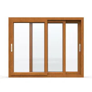 Golden Oak UPVC 112 Series 3-Track 3-Panel Sliding Door by Simmply Perfect, Hyderabad