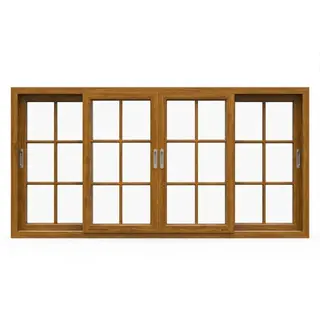 Golden Oak UPVC 112 Series 3-Track 4-Panel French Sliding Window by Simmply Perfect, Hyderabad