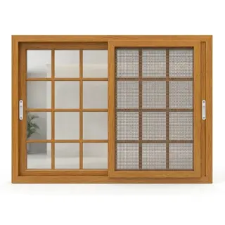 Golden Oak UPVC 90 Series 2.5-Track French Sliding Window by Simmply Perfect, Hyderabad