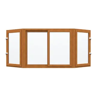 Golden Oak UPVC Bay Window Front Sliding, Sides Outswing Openable by Simmply Perfect, Hyderabad