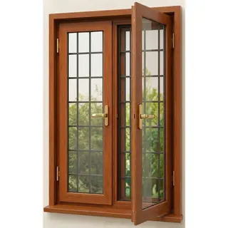 Golden Oak UPVC Double Casement Window is with Mesh and Grill by Simmply Perfect, Hyderabad