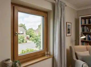Golden Oak UPVC Single Casement Soundproof Window by Simmply Perfect, Hyderabad