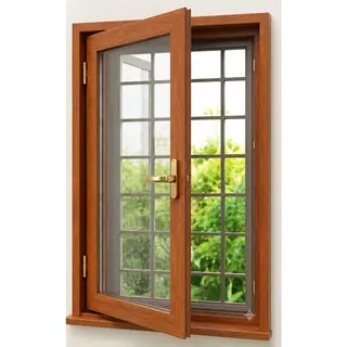 Golden Oak UPVC Single Casement Window is with Mesh and Grill by Simmply Perfect, Hyderabad