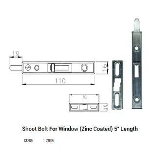 Shoot Bolt For Window (Zinc Coated) for UPVC Windows & Doors by Simmply Perfect, Hyderabad