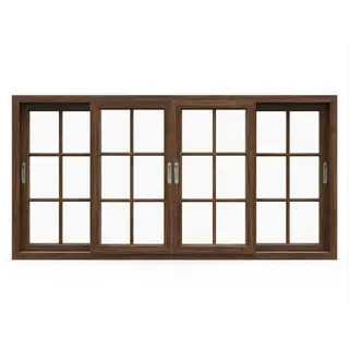 Walnut UPVC 112 Series 3-Track 4-Panel French Sliding Window by Simmply Perfect, Hyderabad
