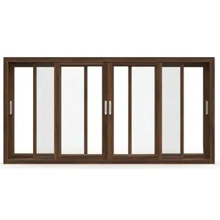 Walnut UPVC 112 Series 3-Track 4-Panel Sliding Door with Mesh by Simmply Perfect, Hyderabad