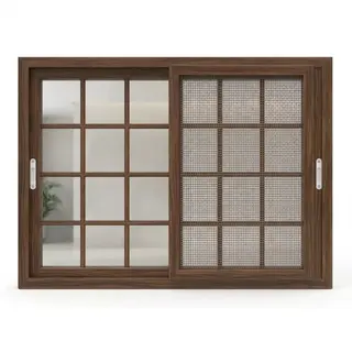 Walnut UPVC 112 Series 3-Track French Sliding Window by Simmply Perfect, Hyderabad