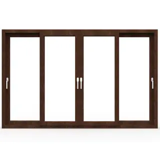 Walnut UPVC 62 Series 2-Track 4-Panel Sliding Door by Simmply Perfect, Hyderabad