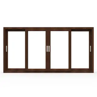 Walnut UPVC 62 Series 2-Track 4-Panel Sliding Window by Simmply Perfect, Hyderabad