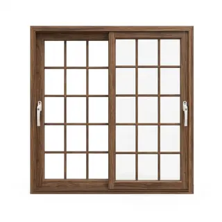 Walnut UPVC 62 Series 2-Track French Sliding Door by Simmply Perfect, Hyderabad