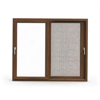 Walnut UPVC 90 Series 2.5-Track 2-Panel Sliding Door with Mesh by Simmply Perfect, Hyderabad