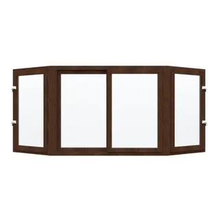 Walnut UPVC Bay Window Front Sliding, Sides Outswing Openable by Simmply Perfect, Hyderabad