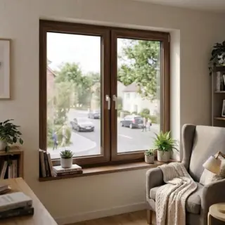 Walnut UPVC Double Casement Soundproof Window by Simmply Perfect, Hyderabad