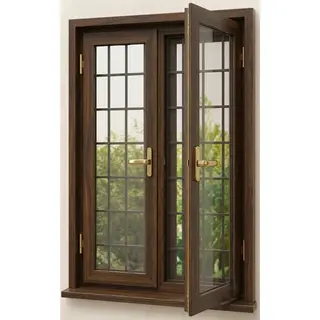 Walnut UPVC Double Casement Window is with Mesh and Grill by Simmply Perfect, Hyderabad