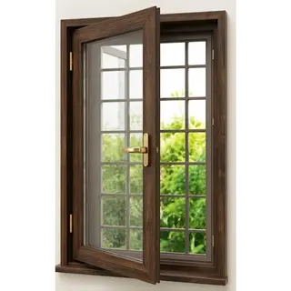 Walnut UPVC Single Casement Window is with Mesh and Grill by Simmply Perfect, Hyderabad