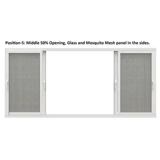 White UPVC 112 Series 3-Track 4-Panel Combination + 2 Mesh Panel Sliding Door, Top Fix – view 2 White UPVC 112 Series 3-Track 4-Panel Combination + 2 Mesh Panel Sliding Door, Top Fix – view 2 by Simmply Perfect, Hyderabad