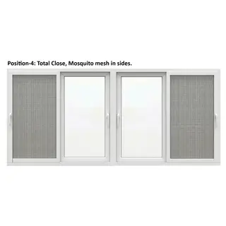White UPVC 112 Series 3-Track 4-Panel Combination + 2 Mesh Panel Sliding Door, Top Fix – view 3 White UPVC 112 Series 3-Track 4-Panel Combination + 2 Mesh Panel Sliding Door, Top Fix – view 3 by Simmply Perfect, Hyderabad