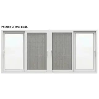 White UPVC 112 Series 3-Track 4-Panel Combination + 2 Mesh Panel Sliding Door, Top Fix – view 4 White UPVC 112 Series 3-Track 4-Panel Combination + 2 Mesh Panel Sliding Door, Top Fix – view 4 by Simmply Perfect, Hyderabad
