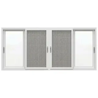 White UPVC 80 Series 2.5-Track 4-Panel Sliding Window with Mesh by Simmply Perfect, Hyderabad