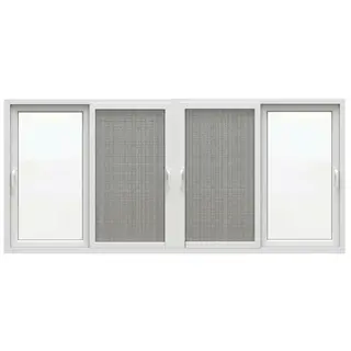 White UPVC 90 Series 2.5-Track 4-Panel Sliding Door with Mesh by Simmply Perfect, Hyderabad