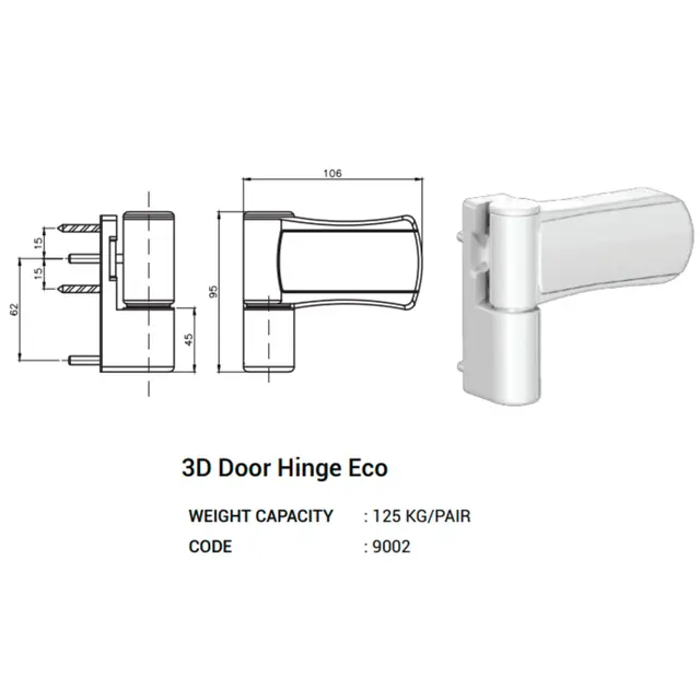 3d Door Hinge Eco for UPVC Windows & Doors by Simmply Perfect, Hyderabad