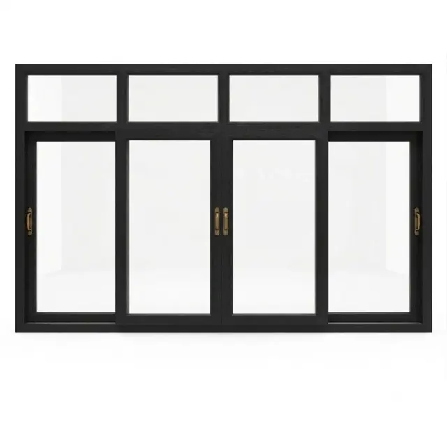 Black Laminated UPVC 112 Series 3-Track 4-Panel Combination Sliding Window with Top Fix by Simmply Perfect, Hyderabad