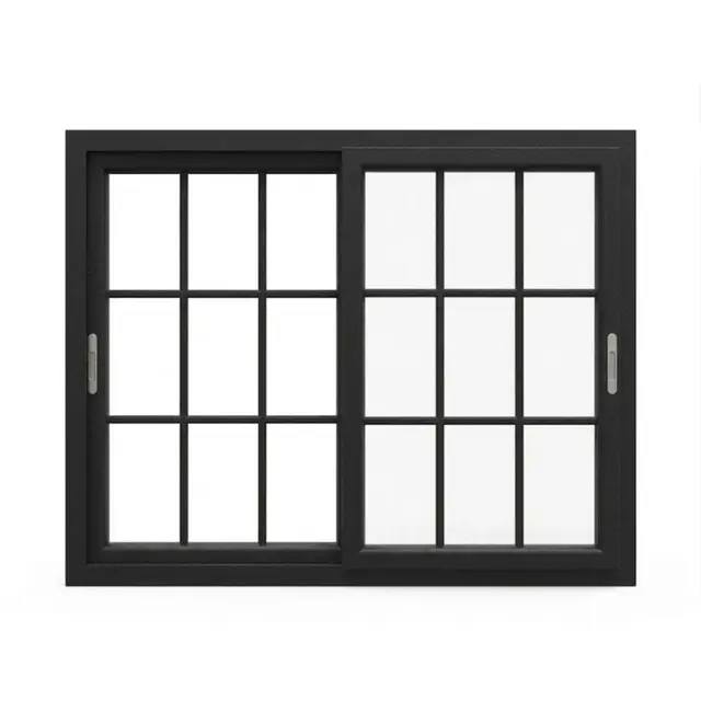 Black Laminated UPVC 62 Series 2-Track French Sliding Window Black Laminated UPVC 62 Series 2-Track French Sliding Window by Simmply Perfect, Hyderabad