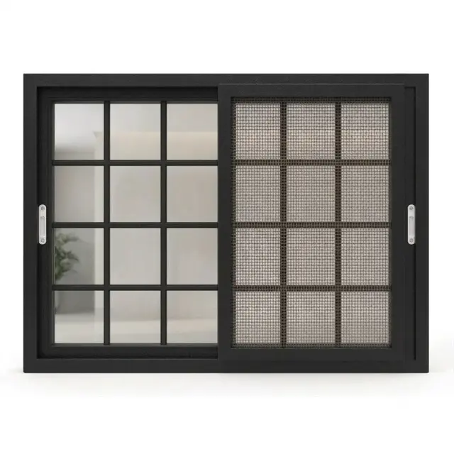 Black Laminated UPVC 90 Series 2.5-Track French Sliding Window Black Laminated UPVC 90 Series 2.5-Track French Sliding Window by Simmply Perfect, Hyderabad