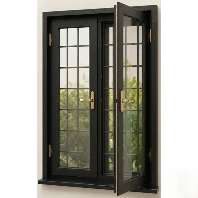 Black Laminated UPVC Double Casement Window is with Mesh and Grill Black Laminated UPVC Double Casement Window is with Mesh and Grill by Simmply Perfect, Hyderabad