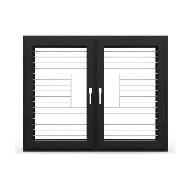Black Laminated UPVC Double Casement Window with Grill by Simmply Perfect, Hyderabad