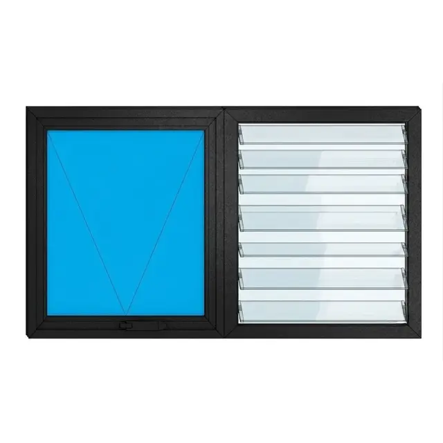 Black Laminated UPVC Ventilator Design 13 by Simmply Perfect, Hyderabad