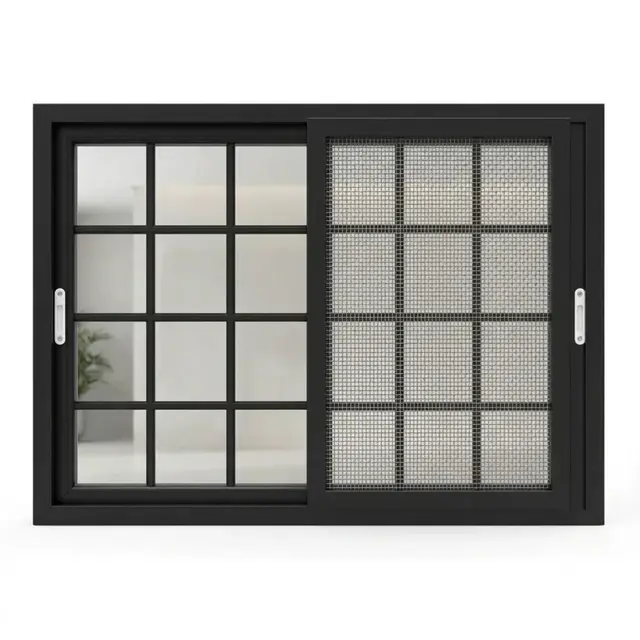 Black UPVC 112 Series 3-Track French Sliding Window | Simmply Perfect Black UPVC 112 Series 3-Track French Sliding Window by Simmply Perfect, Hyderabad