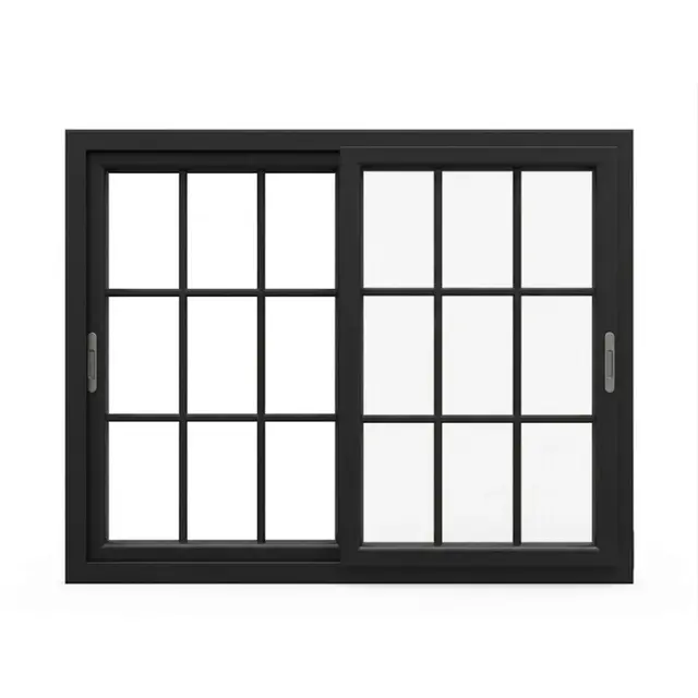 Black UPVC 62 Series 2-Track French Sliding Window | Simmply Perfect Black UPVC 62 Series 2-Track French Sliding Window by Simmply Perfect, Hyderabad