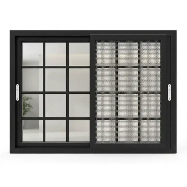 Black UPVC 90 Series 2.5-Track French Sliding Window | Simmply Perfect Black UPVC 90 Series 2.5-Track French Sliding Window by Simmply Perfect, Hyderabad