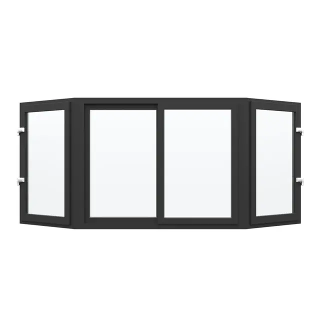 Black UPVC Bay Window Front Sliding, Sides Outswing Openable Black UPVC Bay Window Front Sliding, Sides Outswing Openable by Simmply Perfect, Hyderabad
