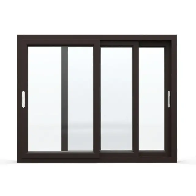 Brown UPVC 112 Series 3-Track 3-Panel Sliding Window | Simmply Perfect Brown UPVC 112 Series 3-Track 3-Panel Sliding Window by Simmply Perfect, Hyderabad