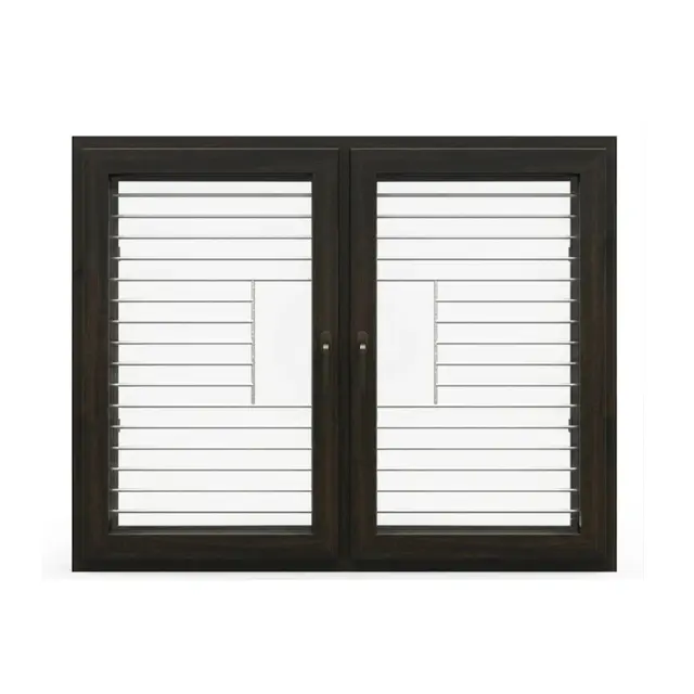 Brown UPVC Double Casement Window with Grill | Simmply Perfect Brown UPVC Double Casement Window with Grill by Simmply Perfect, Hyderabad