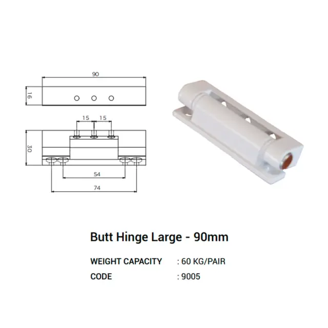 Butt Hinge Large 90mm for UPVC Windows & Doors by Simmply Perfect, Hyderabad