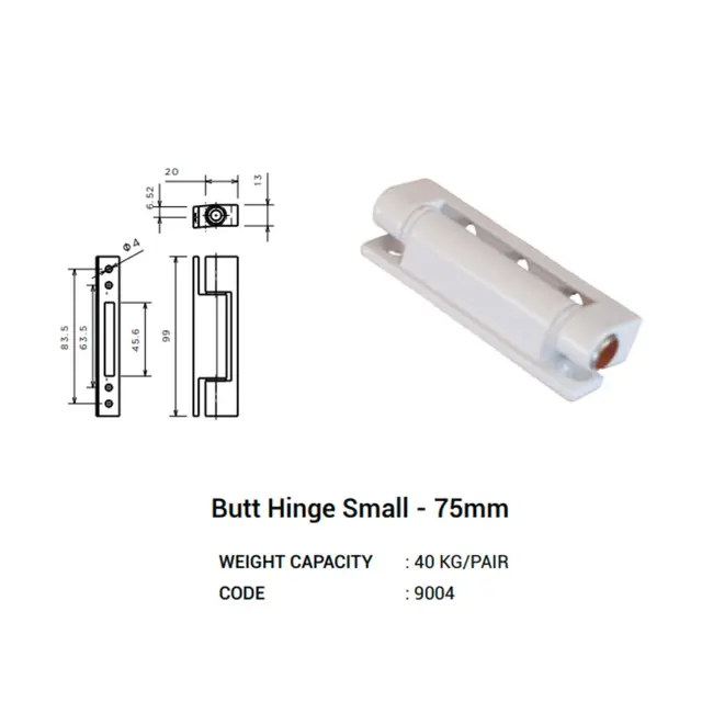 Butt Hinge Small 75mm for UPVC Windows & Doors by Simmply Perfect, Hyderabad