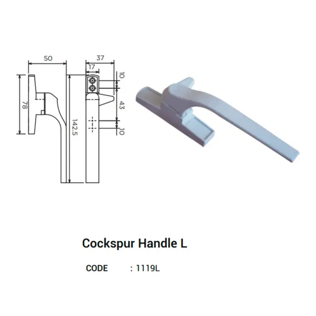 Cockspur Handle L for UPVC Windows & Doors by Simmply Perfect, Hyderabad