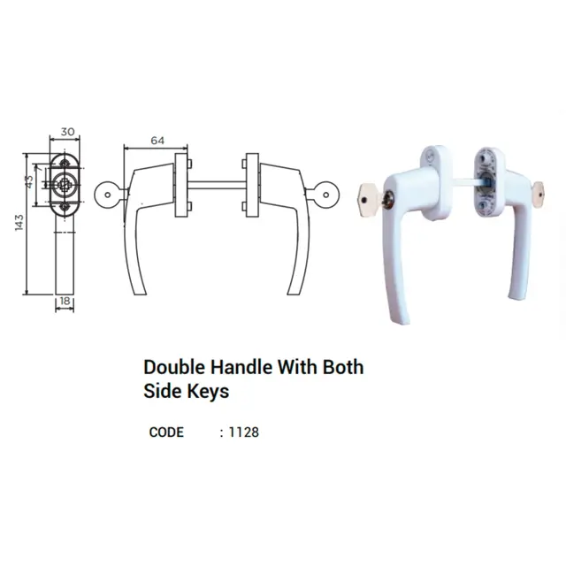 Double Handle With Both Side Keys for UPVC Windows & Doors Double Handle With Both Side Keys for UPVC Windows & Doors by Simmply Perfect, Hyderabad