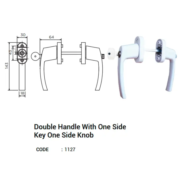 Double Handle With One Side Key One Side Knob for UPVC Windows & Doors Double Handle With One Side Key One Side Knob for UPVC Windows & Doors by Simmply Perfect, Hyderabad