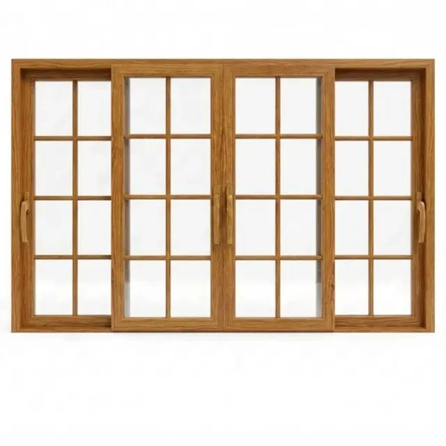 Golden Oak UPVC 112 Series 3-Track 4-Panel French Sliding Door Golden Oak UPVC 112 Series 3-Track 4-Panel French Sliding Door by Simmply Perfect, Hyderabad