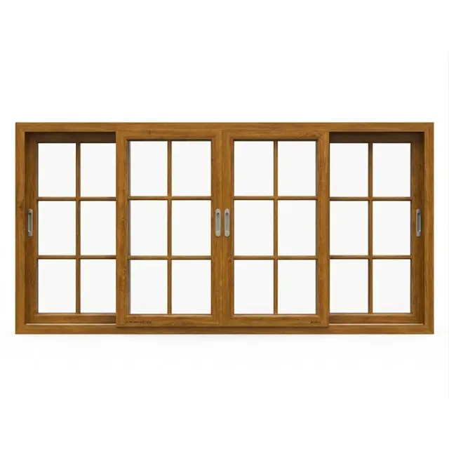 Golden Oak UPVC 112 Series 3-Track 4-Panel French Sliding Window by Simmply Perfect, Hyderabad